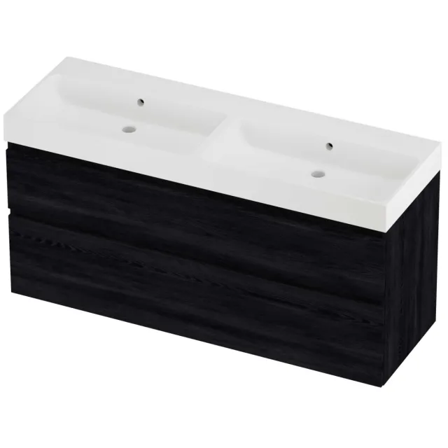 Proline Podium Badmeubelset Polystone Loft 140x46x70 cm Mat White Black Oak Eiken