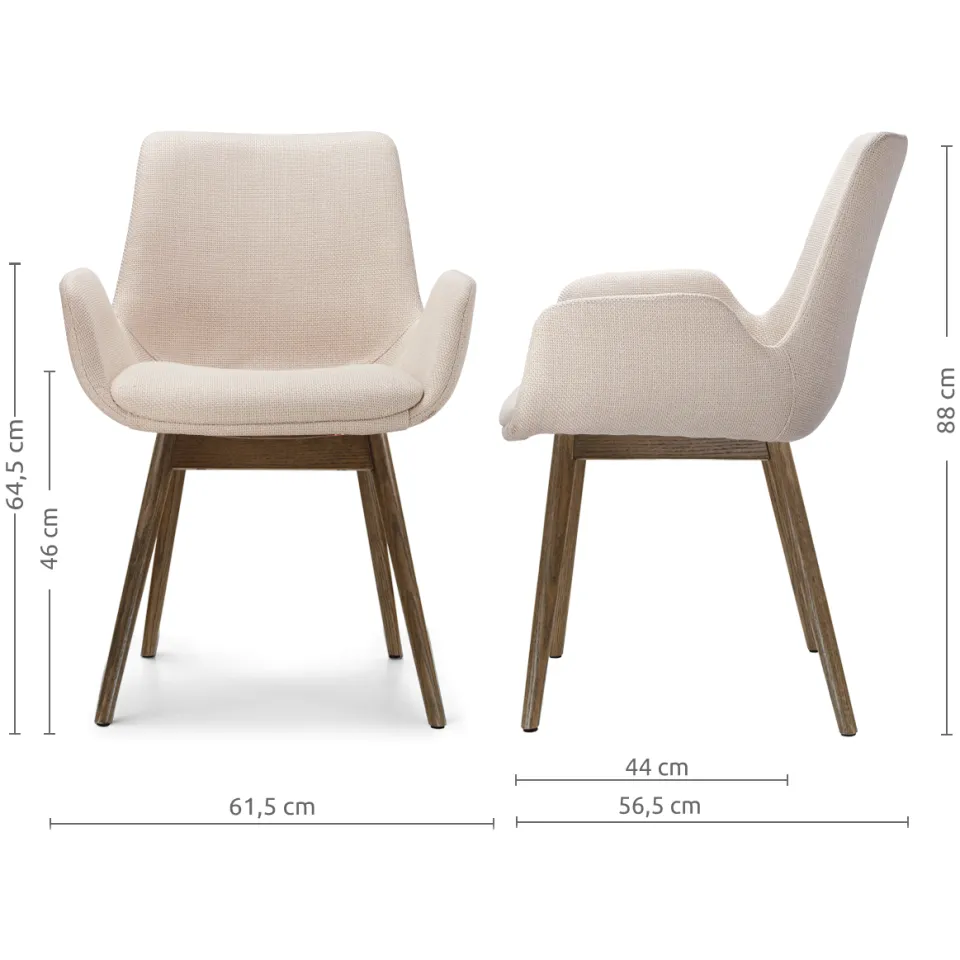 Nolon Nio-Eef eetkamerstoel beige - walnoot houten onderstel, foto 2