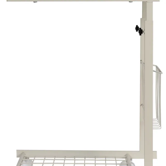 Eleganca bijzettafel op wielen - 48x30x55cm - In hoogte verstelbare laptoptafel - Zeer stevige bedtafel met remwielen – Gebroken wit/Beige
