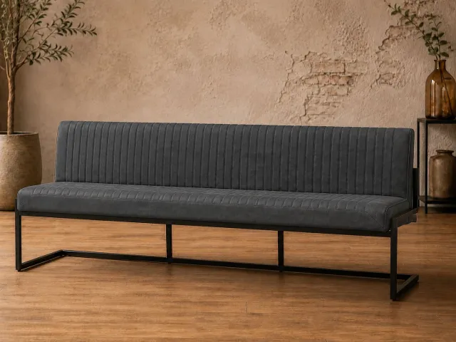 The Seats Eetkamerbank Belgie - 215 cm - Micro Leder - Antraciet