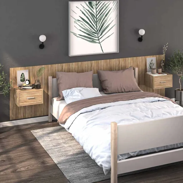 vidaXL Nachtkastjes 2 st wandgemonteerd sonoma eikenkleurig, foto 2