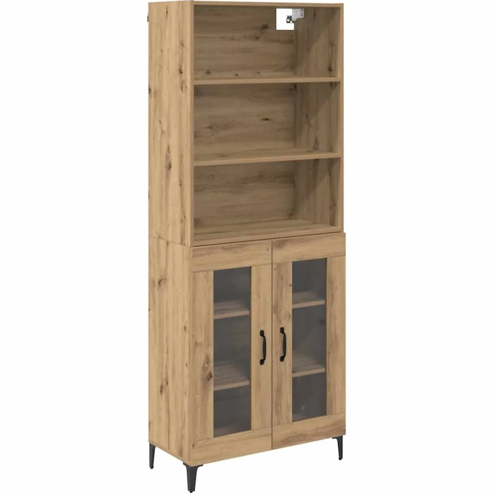 vidaXL Hoge kast Artisan Eiken 69,5 x 34 x 180 cm Bewerkt hout, foto 3