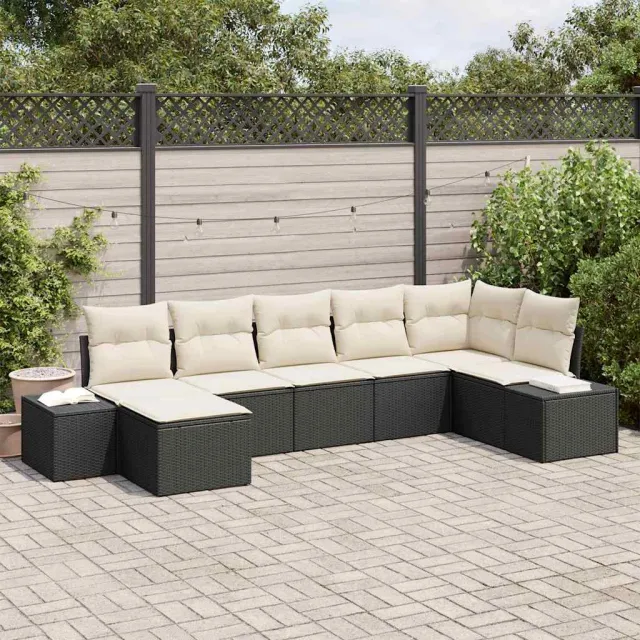 vidaXL Tuin Sofa Set 7 st Zwart poly rattan, foto 2