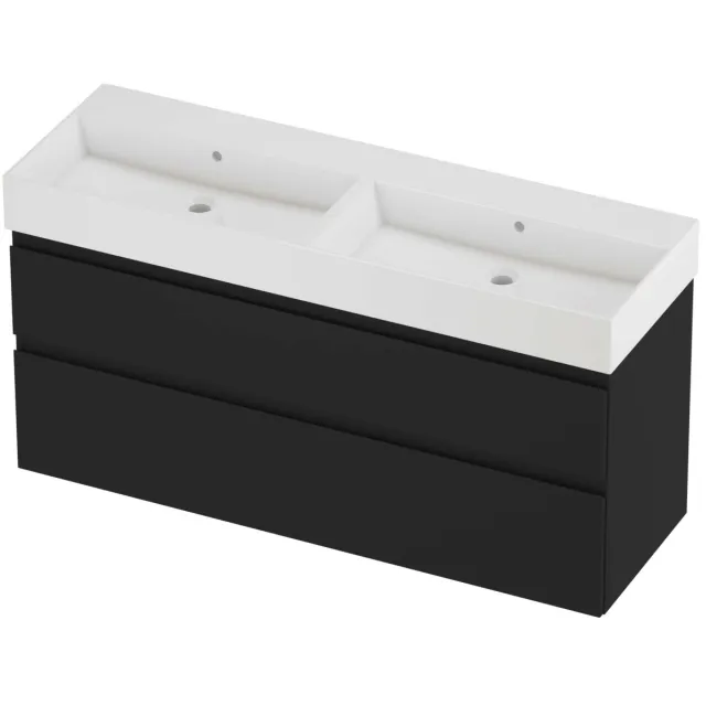 Proline Zara Badmeubelset Porselein Loft 140x46x73 cm Glans Wit Mat Zwart
