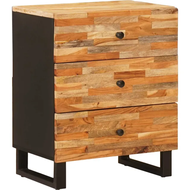 vidaXL Bed kast met lade Bruin 50 x 33 x 62 cm Massief Mango Hout