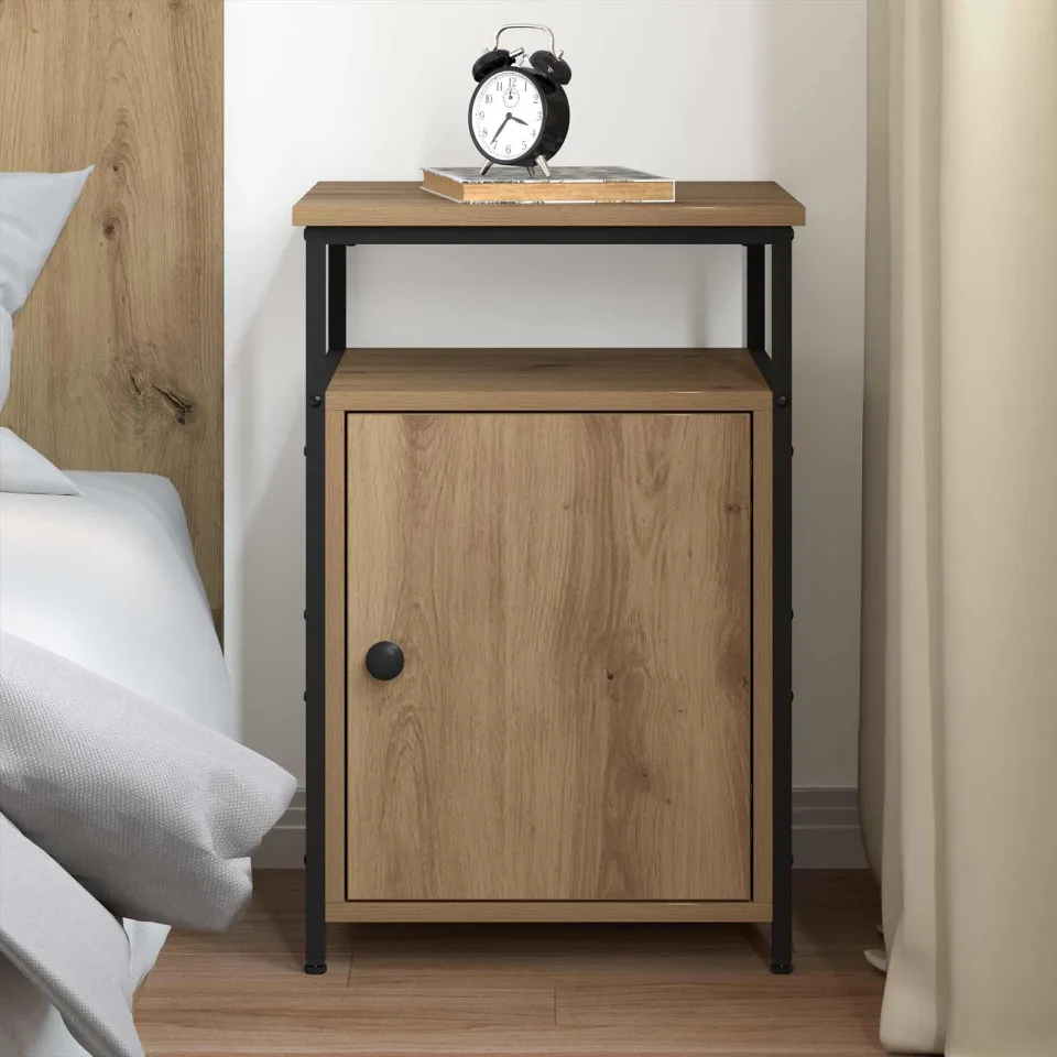 vidaXL Nachtkastje artisanaal eikenkleurig Bewerkt hout, foto 4