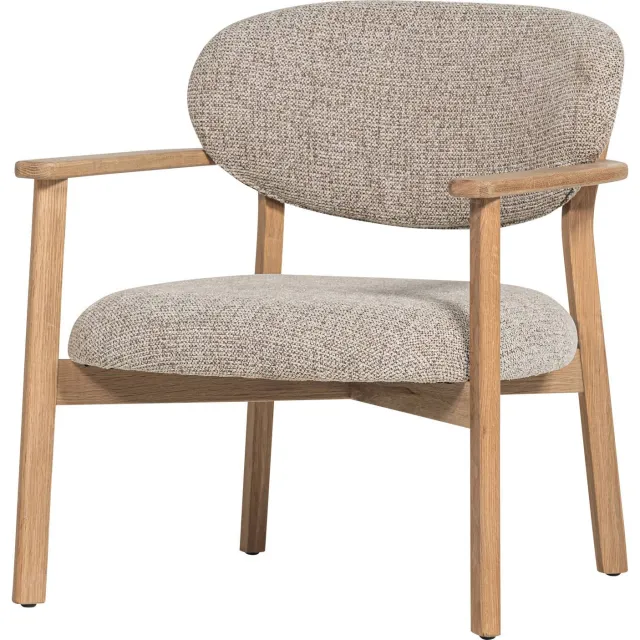 WOOOD Udar Fauteuil Met Houten Frame - Polyester - Donkerbruin natural