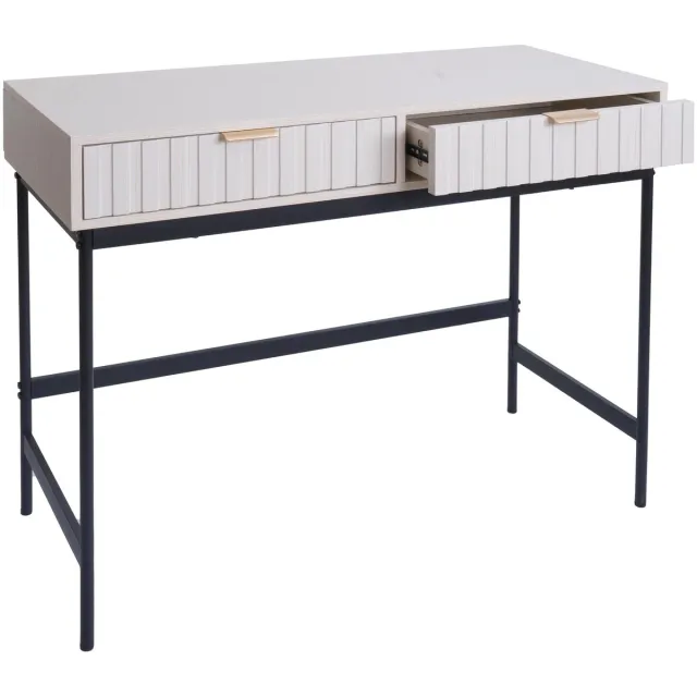 MCW Console tafel MCW-O41, telefoontafel, opbergtafel, industriële lade melamine 85x100x40cm ~ houtlook wit