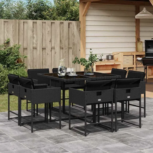 vidaXL 9-delige Tuinset poly rattan zwart, foto 2