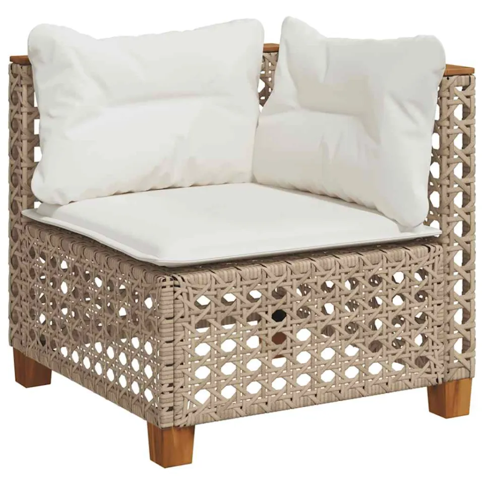 vidaXL 6-delige Loungeset met kussens poly rattan beige