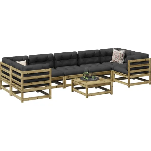 vidaXL 8-delige Loungeset geïmpregneerd grenenhout Bruin