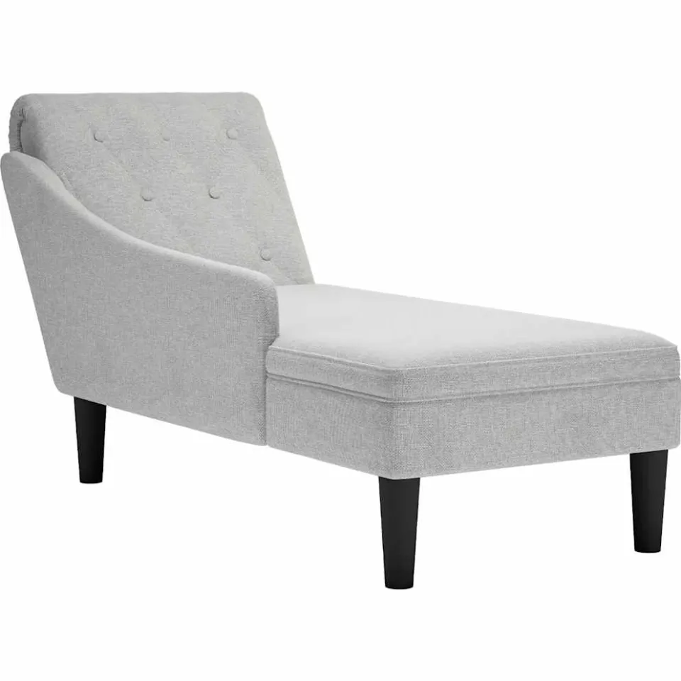 vidaXL Chaise longue met kussen en rechterarmleuning stof wolk grijs