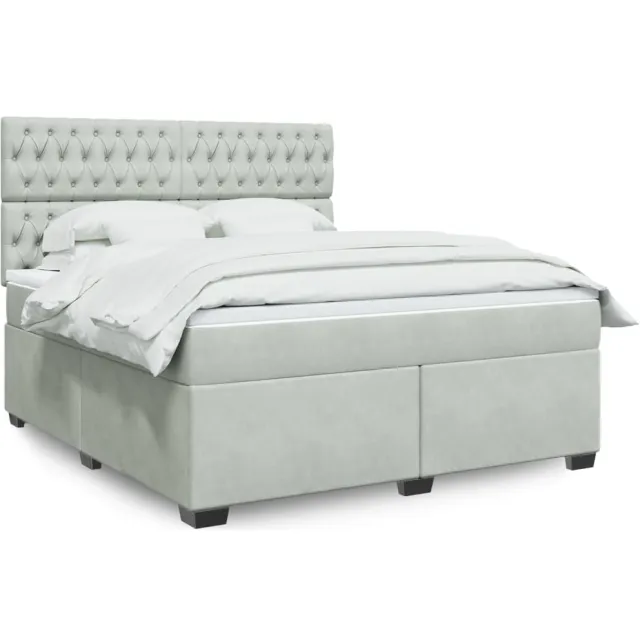 vidaXL Boxspring met matras fluweel lichtgrijs 180x200 cm grijs