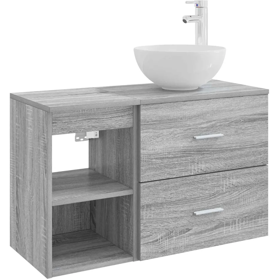vidaXL Badkamerkastenset 2 st Grijs Sonoma 79,5 x 41 x 80 cm