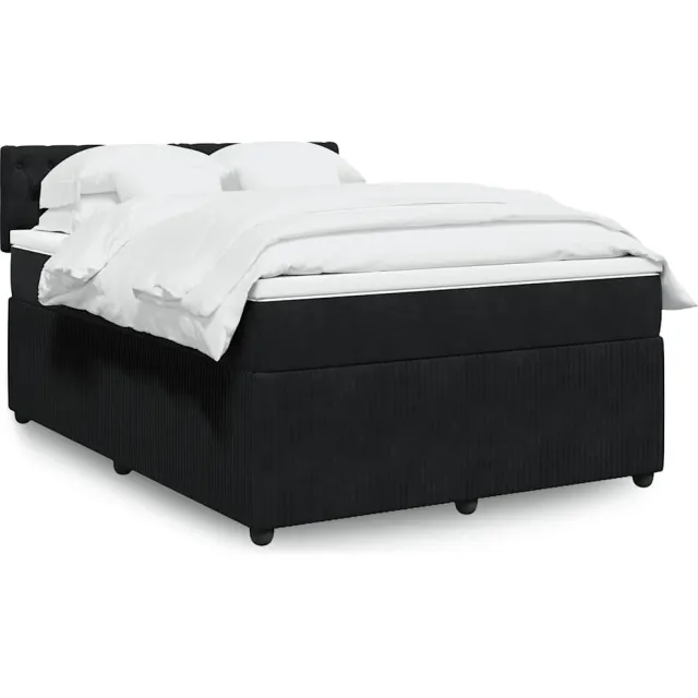 vidaXL Boxspring met matras fluweel zwart 160x200 cm