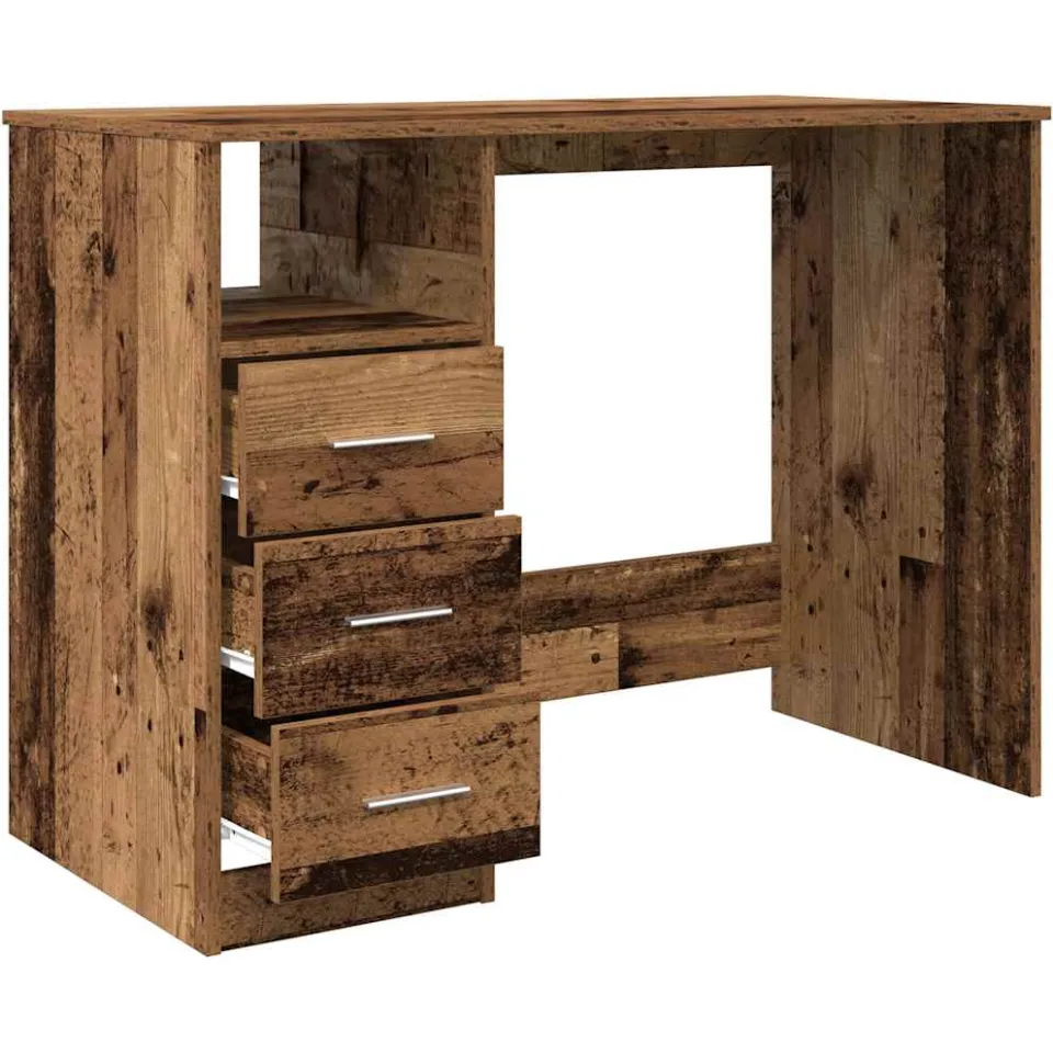 vidaXL Bureau 102x50x76 cm bewerkt hout oud houtkleurig Bruin