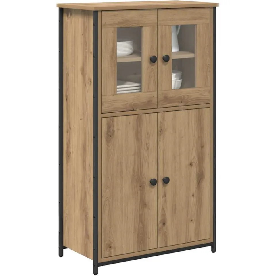 vidaXL Highboard Artisan Eiken 62 x 32 x 106,5 cm Bewerkt hout, foto 2