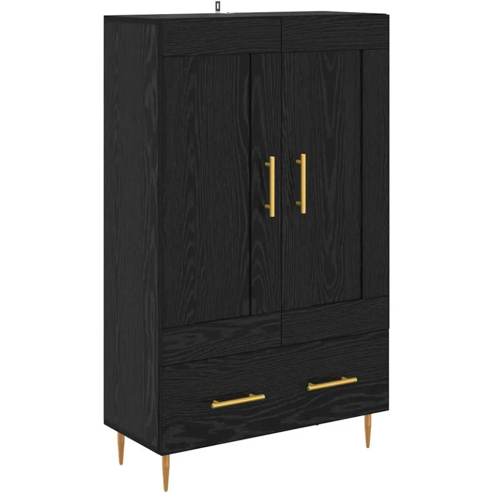 vidaXL Highboard Zwart Eiken 69,5 x 31 x 115 cm Bewerkt hout, foto 3