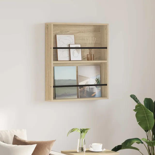 vidaXL Tijdschrift Rek Sonoma Eiken 60 x 12 x 70 cm Bewerkt hout, foto 2