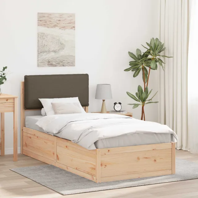 vidaXL Bedframe met Gevoerd Hoofdgedeelte Taupe 90 x 200 cm