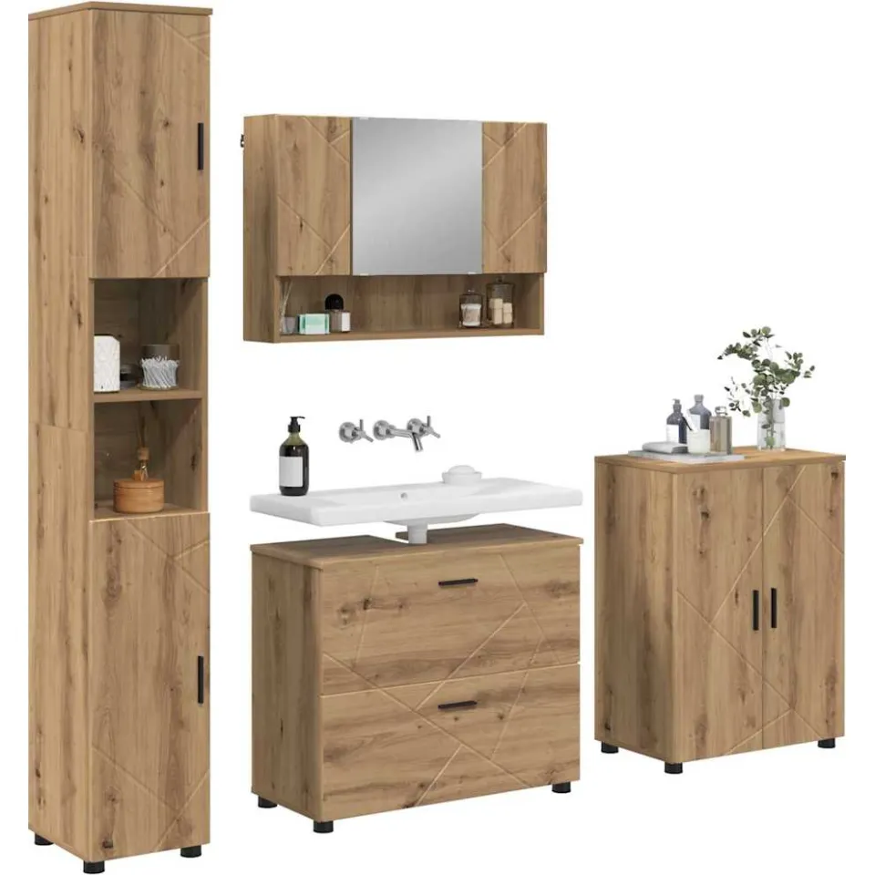 vidaXL Badkamermeubelset 4 st Artisan Eiken 35 x 30 x 192 cm Bruin