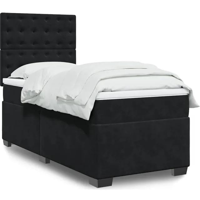 vidaXL Boxspring met matras fluweel zwart 80x200 cm