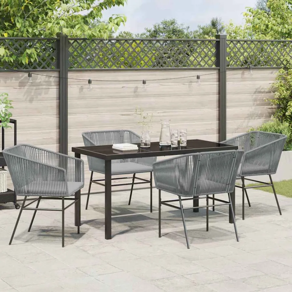 vidaXL Tuin eettafelset 5 st Grijs Gepoedercoat staal, foto 3
