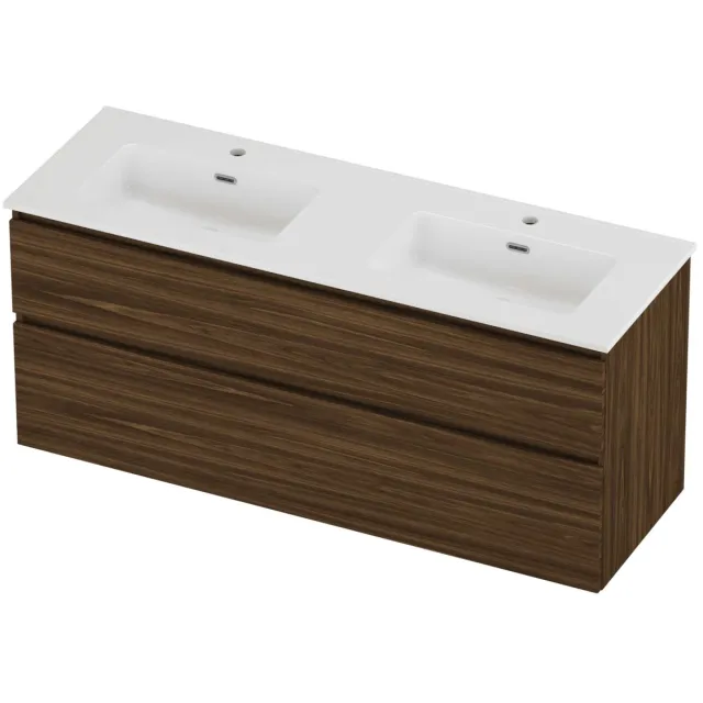 Proline Tribute Badmeubelset Porselein Elegant Dubbel 140x46x62 cm Glans Wit Cabana Oak Eiken