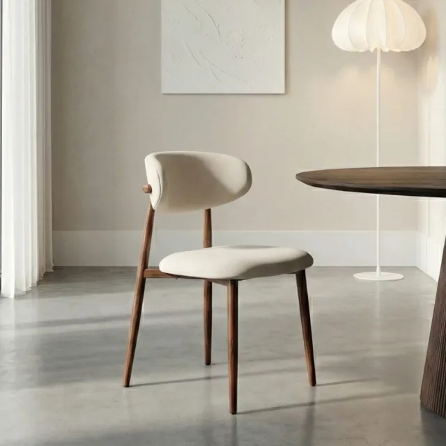 Colenis Nara Eetkamerstoel - Set van 2 - Beige - Bruine metalen poten - Japandi Stijl Beige/Bruin