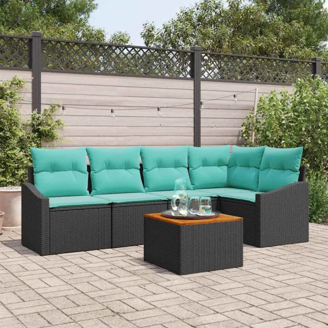 vidaXL Tuinbankenset 6 st Zwart poly rattan, foto 2