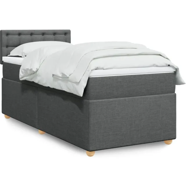 vidaXL Boxspring met matras stof donkergrijs 80x200 cm grijs