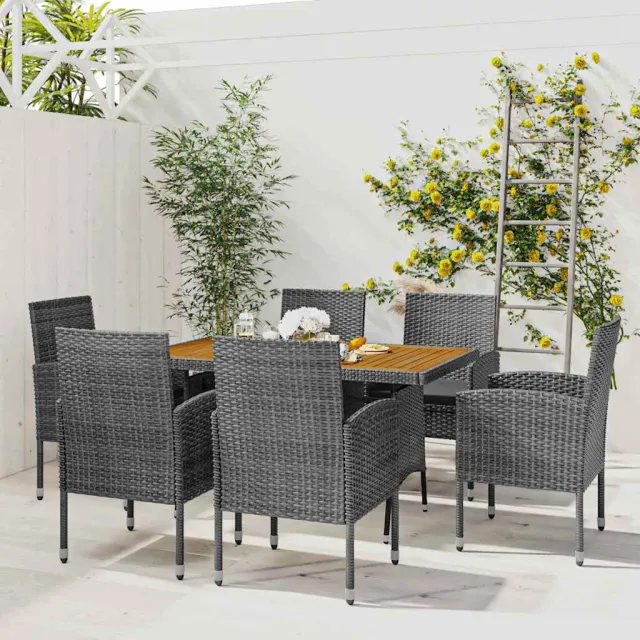 vidaXL 7-delige Tuinset poly rattan grijs, foto 2