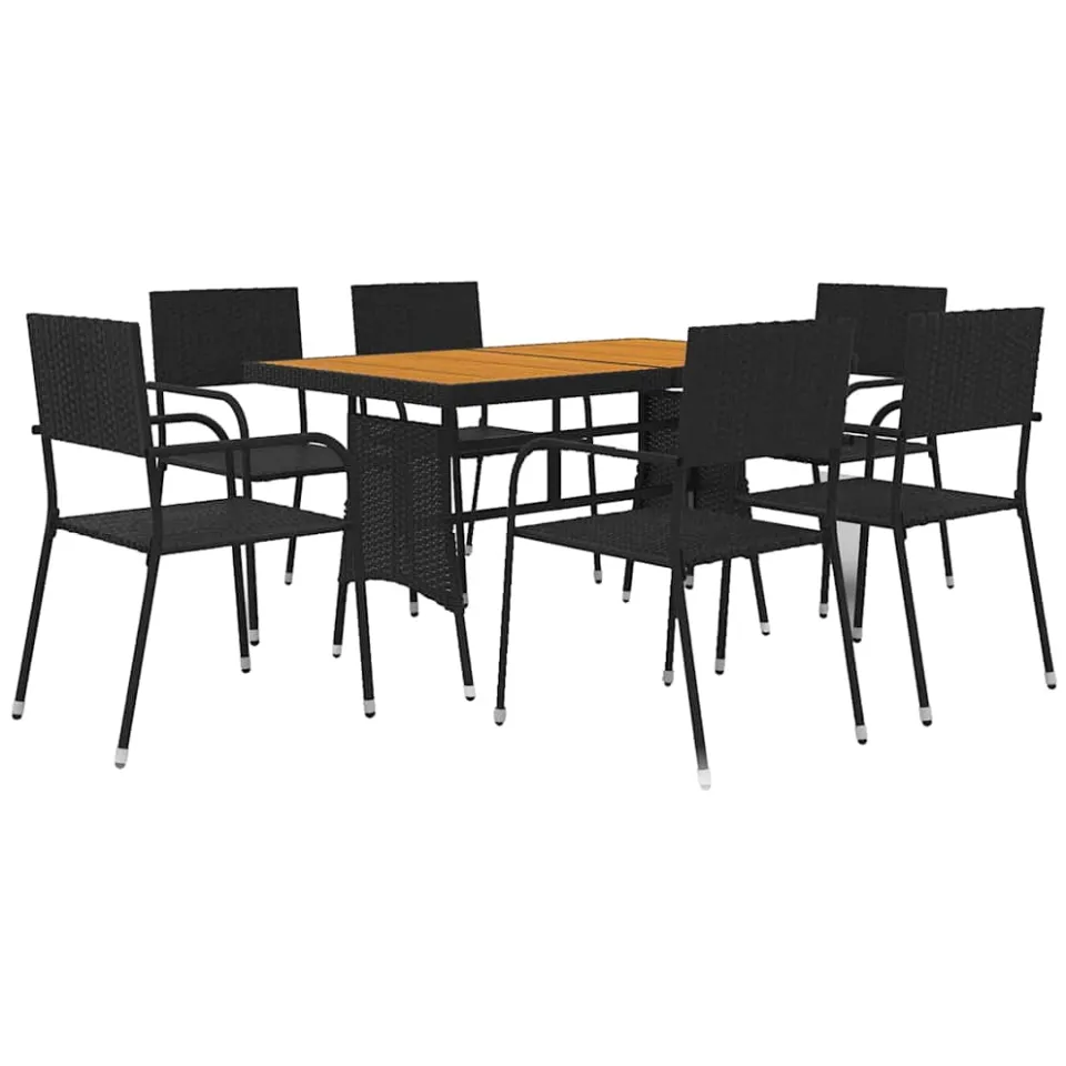 vidaXL 7-delige Tuinset poly rattan zwart, foto 3