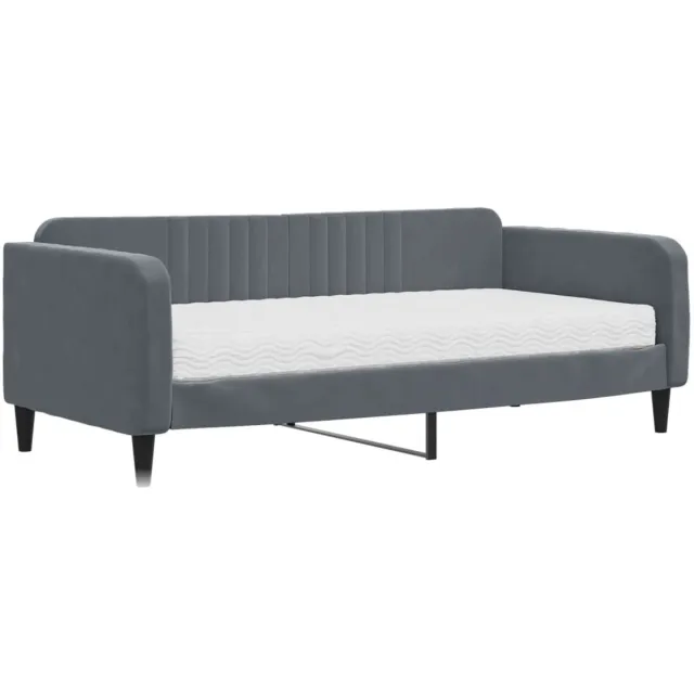 vidaXL Slaapbank - met - matras - 90x190 - cm - fluweel - donkergrijs