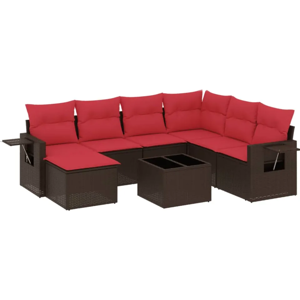 vidaXL 8-delige tuinbankset met kussens, bruin polyrotan, foto 3