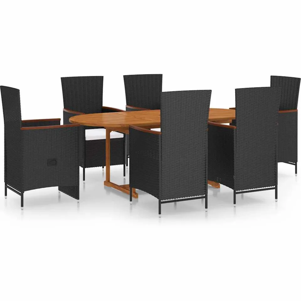 vidaXL 7-delige Tuinset poly rattan zwart, foto 3
