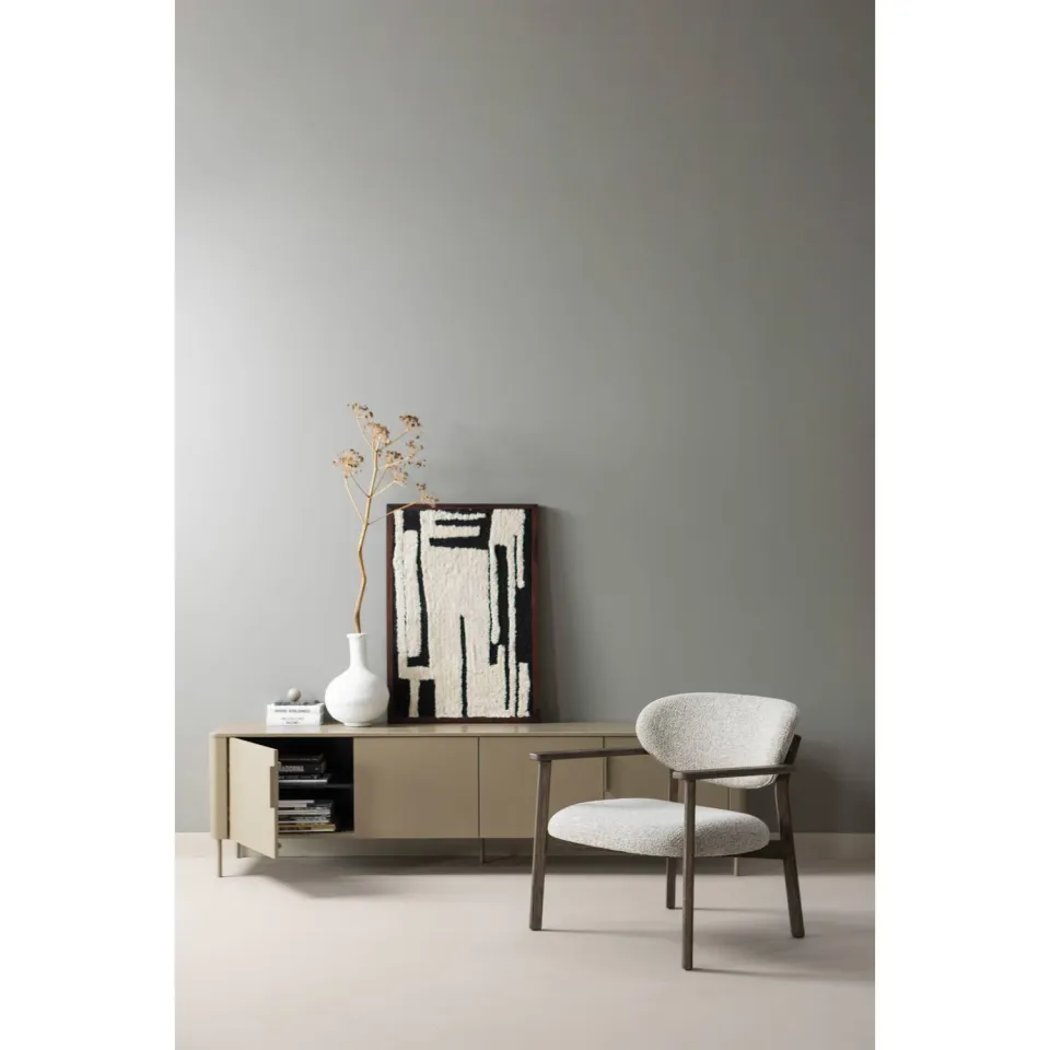 WOOOD Udar Fauteuil Met Houten Frame - Polyester - Naturel, foto 5