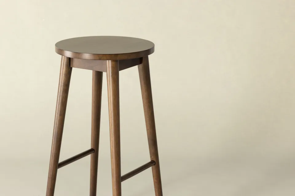 Nest living Jur houten barkruk donkerbruin - 75 cm - Set van 2 bruin, foto 5