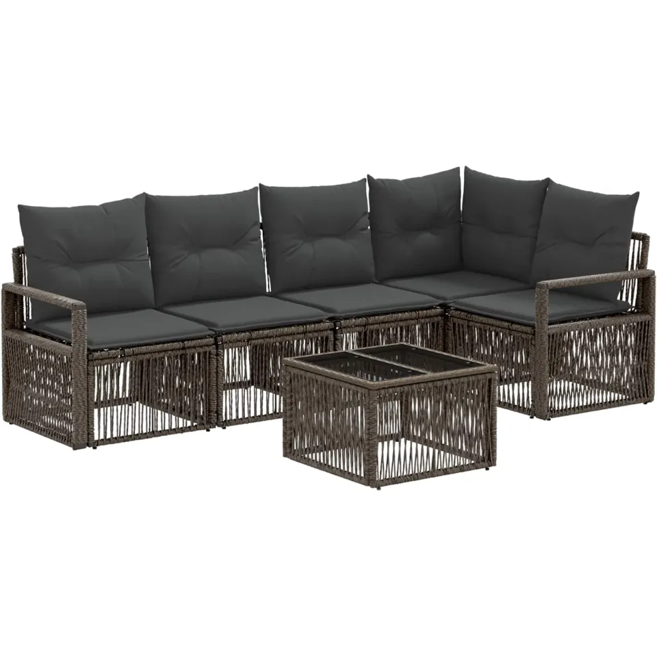 vidaXL Tuinbankenset 6 st Grijs poly rattan, foto 3