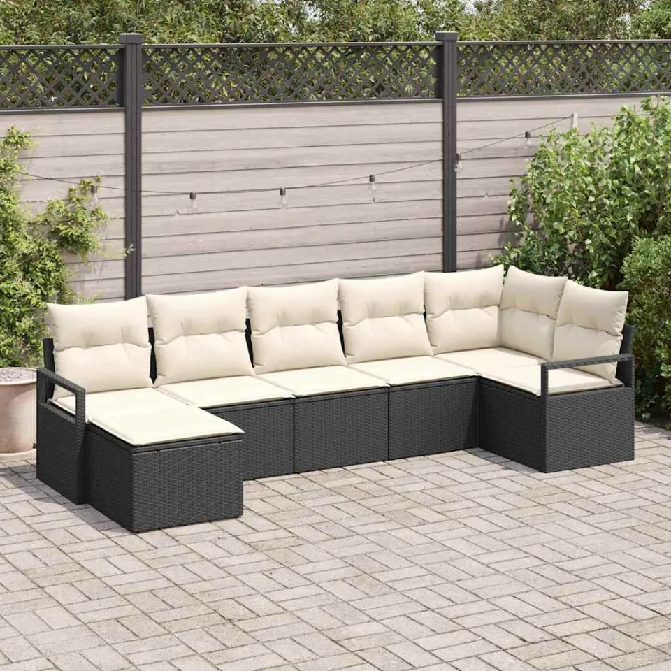 vidaXL Bankstel 7 st Zwart poly rattan, foto 3