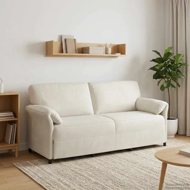 vidaXL 3-Zits Bank Crèmekleurig 198 x 83 x 95 cm Fluweel