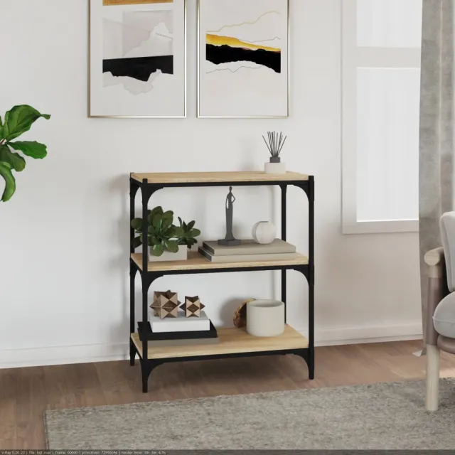vidaXL Boekenkast 60x33x70,5 cm bewerkt hout en staal gerookt eiken Bruin