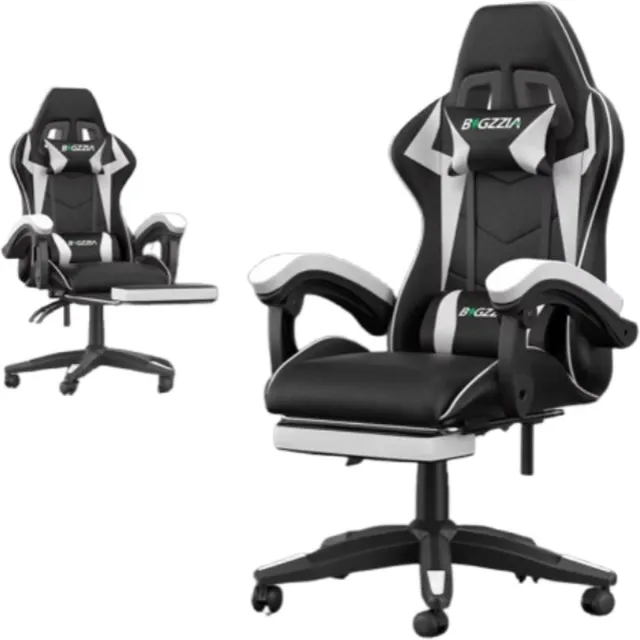 ItsIn® Wit - Bureau Stoel - Bureau - Gaming Chair - Verstelbaar - Ergonomisch - Hoofdsteun - Verstelbare Voetsteun - Max 300kg