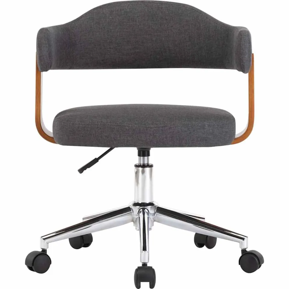 vidaXL Eetkamerstoelen 4 st draaibaar gebogen hout en stof grijs