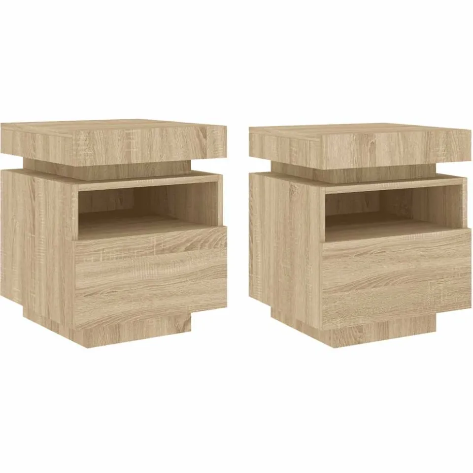vidaXL Nachtkastjes met LED 2 st 40x39x48,5 cm sonoma eikenkleurig, foto 3