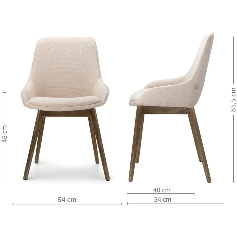 Nolon Nio-Isa eetkamerstoel beige - walnoot houten onderstel, foto 3
