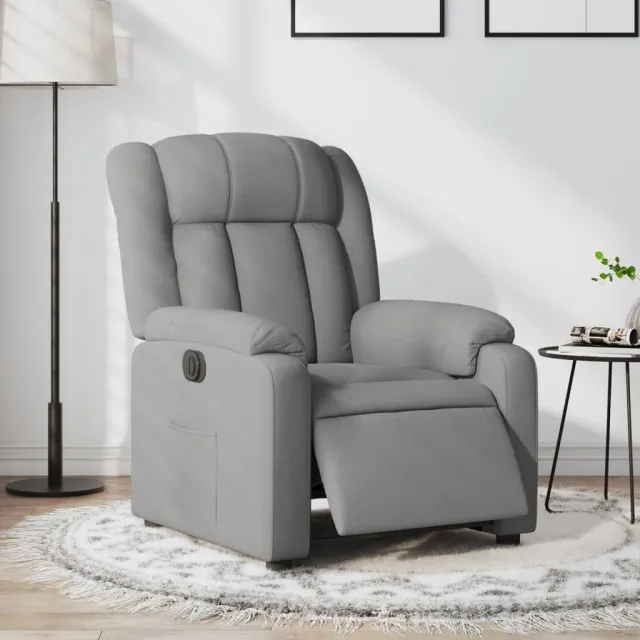 vidaXL Massagestoel elektrisch verstelbaar stof lichtgrijs