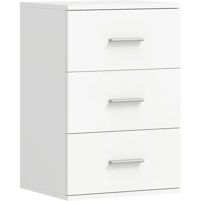 Homona Nachtkastje met 3 lades - Met antikantelbeveiliging - 40 x 35 x 60 cm - Wit