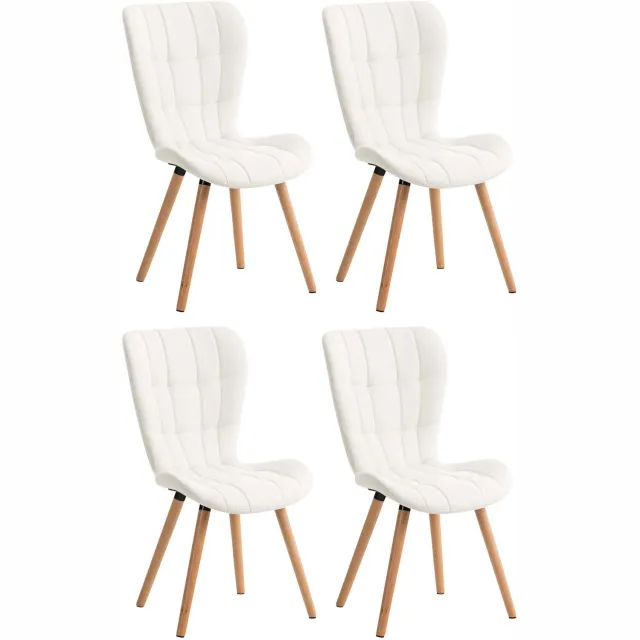 Luxe Comfort Eetkamerstoelen - Set van 4 - Kunstleer - Wit