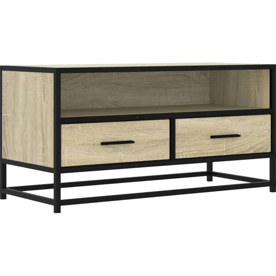 vidaXL Tv-meubel 80x34,5x40 cm bewerkt hout metaal sonoma eikenkleurig, foto 3